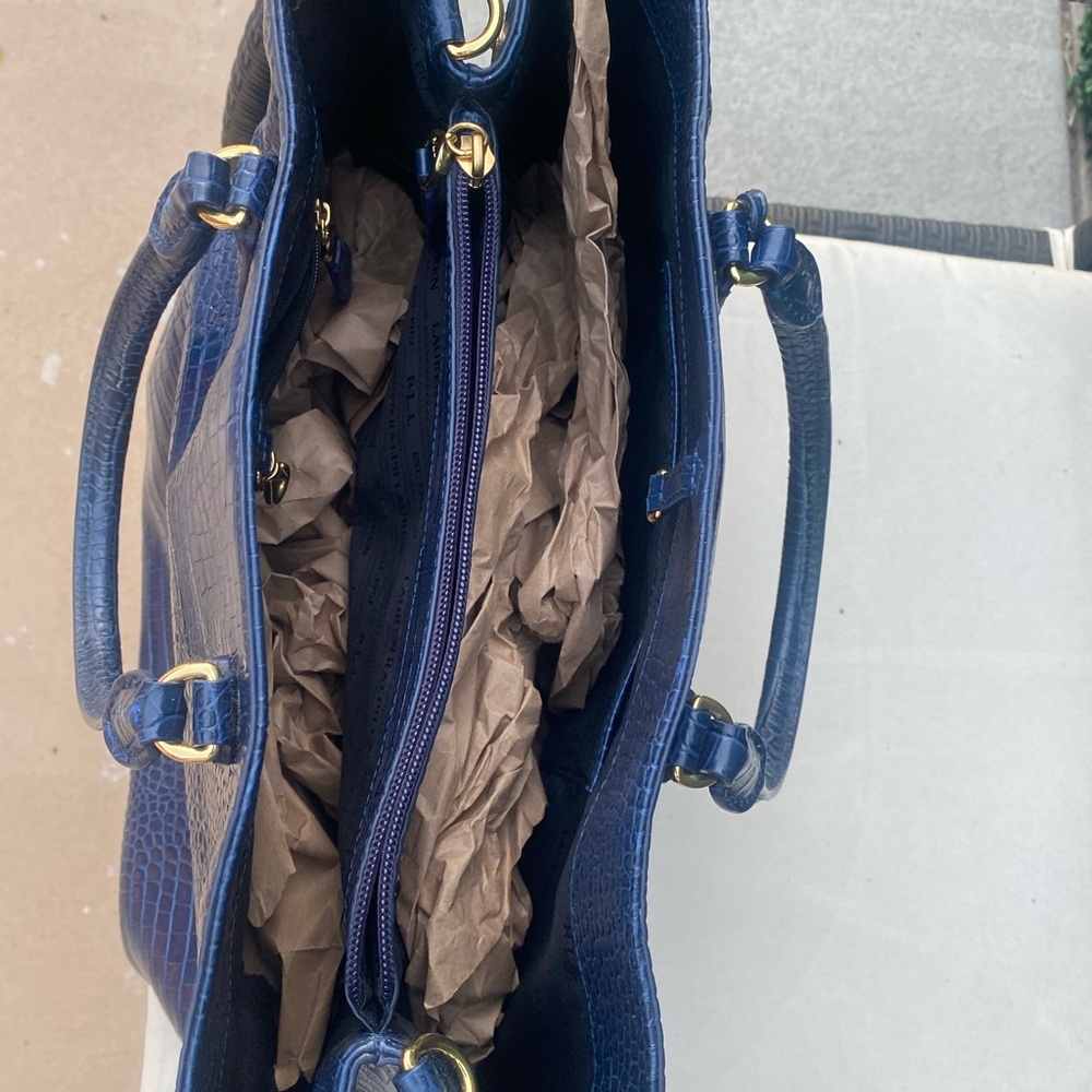Vintage Ralph Lauren Blue Label Croc-Embossed Satchel in Royal Blue - Picture 3 of 4